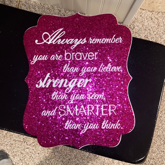 Wall Decor Pink Glitter Inspirational Sign Poshmark